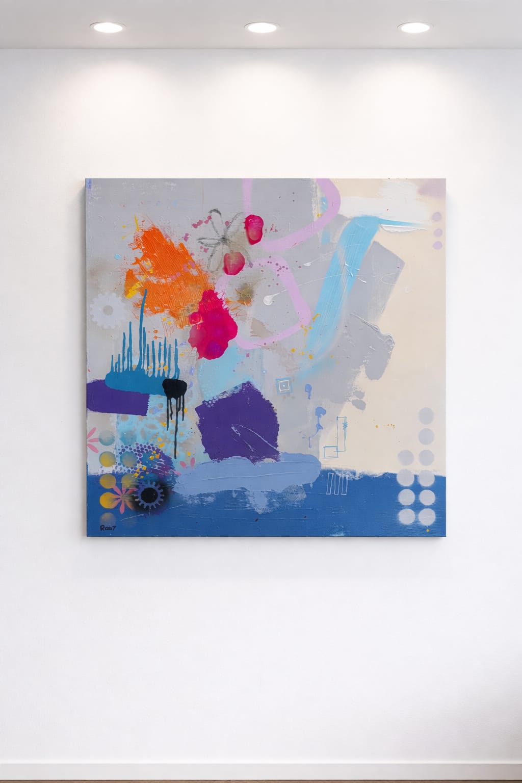 Obra abstrata original em telas verticais — pintura abstrata contemporânea de Rodney Silva