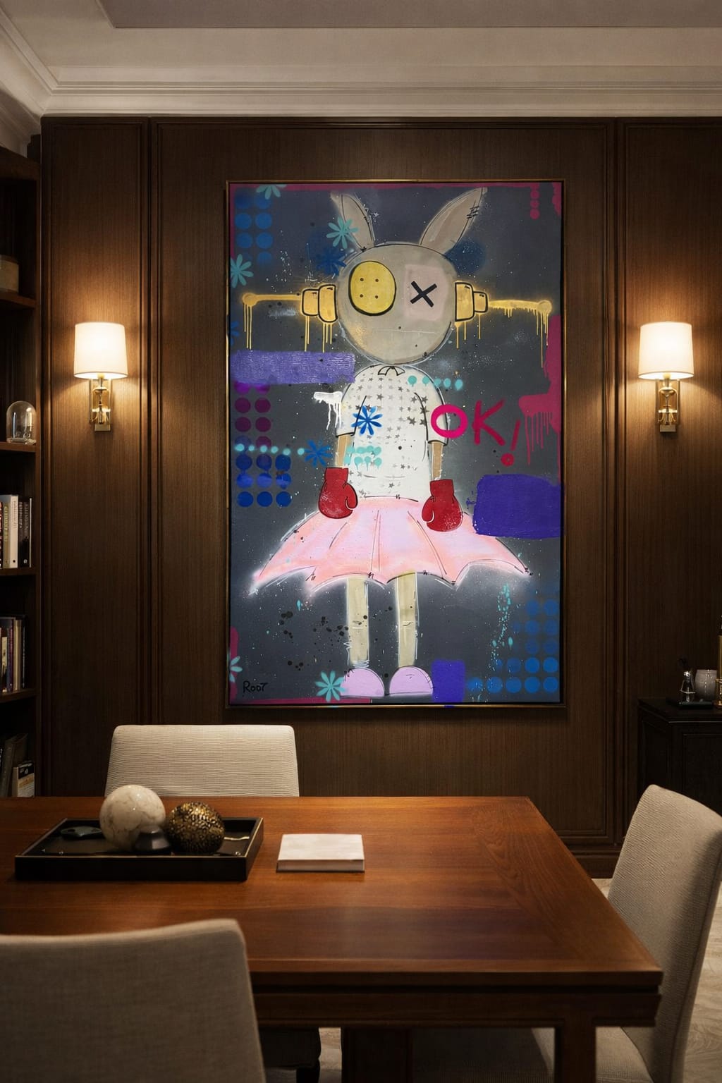 Pintura do Taki, personagem coelho autoral — série Taki pelo Mundo de Rodney Silva, obra colecionável